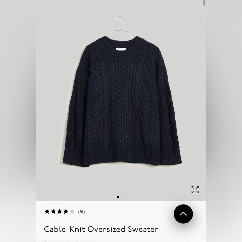 Navy Cable-Knit Oversized Sweater